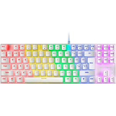 Mars Gaming MK80 White, mehāniskā spēļu tastatūra TKL FRGB, antighosting, slēdzis mehāniski brūns, ASV valoda