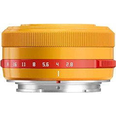 TTARTISAN 27 mm F2.8 Ziemassvētki, ierobežota automātiskā fokusa APS-C kameras objektīvs, metāls, viegls pārnēsājamas kameras objektīvs, balsts acu izsekošanas ierīcei Fuji X Mount Yellow Orange