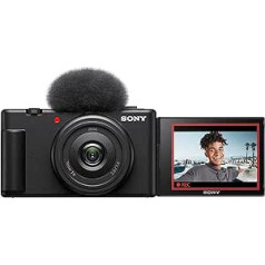 Sony Vlog Camera ZV-1F | Digitālā kamera (saliekams un pagriežams displejs, 4K video, palēnināta kustība, video žurnāla funkcijas) — melns