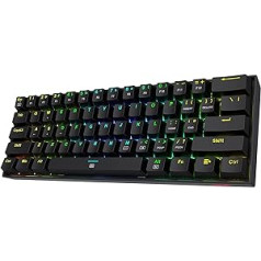 Redragon K630 Dragonborn 60% vadu RGB spēļu tastatūra, 61 taustiņu kompakta mehāniskā tastatūra ar taustes zilu slēdzi, profesionāla draivera atbalsts, melna