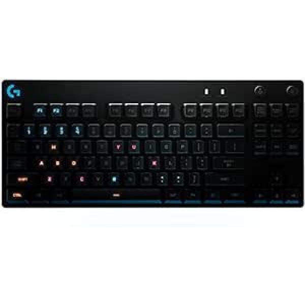 Logitech G Pro Mechanische Gaming-Tastatur, Für E-Sport Gaming, Romer-G Taktile slēdži, RGB-Beleuchtung, 12 Programmierbare Tasten, Kompakt & Ohne Nummernblock, US QWERTY-Layout — Schwarz