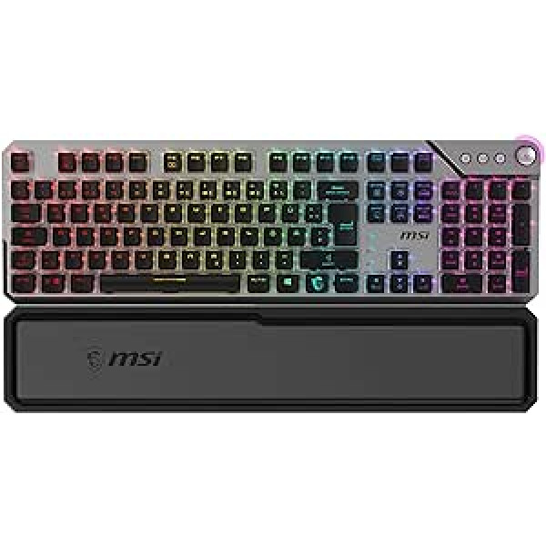 MSI Vigor GK71 Sonic RED DE spēļu tastatūra, QWERTZ, mehāniskā, Sonic RED slēdži, Mystic Light RGB, vadu, melna