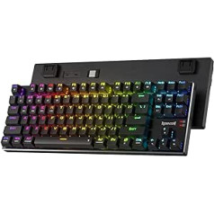 Redragon K556 PRO TKL belaidė RGB žaidimų klaviatūra, 80 % 87 klavišų trijų režimų aliuminio klaviatūra su „Mac“ funkciniais klavišais, „Hot Swap“ lizdai ir triukšmą sugerianti forma, linijinis raudonas jungiklis