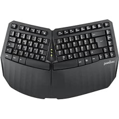 Perixx PERIBOARD-613B kompakta bezvadu ergonomiskā tastatūra ar dalītu tastatūru un plaukstu balstu, divkāršs režīms - Bluetooth un 2,4 GHz; Savietojams ar Windows 10 un Mac OS X, DE QWERTZ