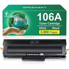 GREENSKY 106A W1106A toneris (3000 lapas) Savietojams ar HP 106A toneri, kas paredzēts HP 107w tonerim 107a 107r Laser MFP 135wg 135a 135w 135r 137fnw 137fw.