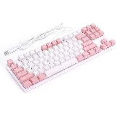 Dilwe Wired USB Gaming Keyboard with Multimedia Keys, 2 Colours Gaming ABS Mechanical Keyboard for Alemeine Desktop and Notebook Computers (White and Pink)