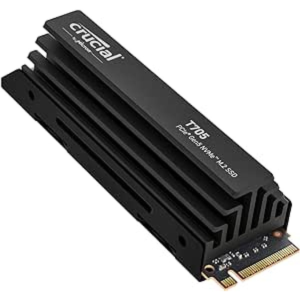 Crucial T705 CT4000T705SSD5 PCIe Gen5 NVMe M.2 iekšējais cietvielu disks, 4 TB SSD ar Premium Heatsink (2024), līdz 14 100 MB/s, Microsoft DirectStorage, PCIe 3.0 un 4.0 atpakaļsaderīgs