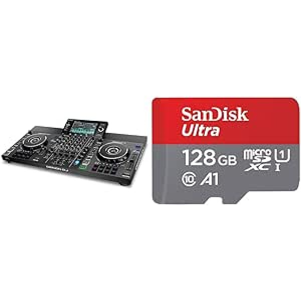 Denon DJ SC LIVE 4 savrupais DJ kontrolieris un SanDisk Ultra Android microSDXC UHS-I atmiņas karte 128 GB + adapteris (viedtālruņiem un planšetdatoriem