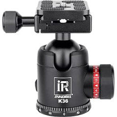 INNOREL K36 Tripod Ball Head Universal Ball Head 36 mm CNC Aluminium Alloy Professional Structure with Two 1/4 Inch Screw Arca Swiss Quick Release Plates Maximum Load 12 kg for Camera