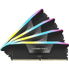 CORSAIR Vengeance RGB DDR5 RAM 96 GB (4 x 24 GB) 5600 MHz CL40 Intel XMP iCUE iCUE saderīga datora atmiņa — melna (CMH96GX5M4B5600C40)