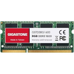 [DDR3 RAM] Gigastone klēpjdatora RAM 8 GB DDR3 RAM 8 GB DDR3-1600MHz PC3-12800 CL11 1,35 V SODIMM 204 Pin/Pin nebuferēta datora atmiņa bez ECC (tikai piezīmjdatoriem/klēpjdatoriem)