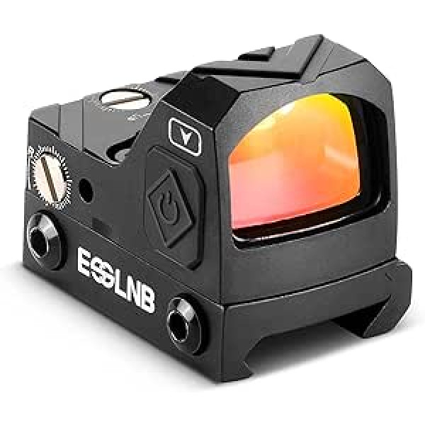 ESSLNB Red Dot Visor Airsoft Scope 2MOA 12 Brightness Levels Fully Multi-Coated Prism Waterproof Shockproof with 20 mm/22 mm Weaver/Picatinny Rail Mount and Lens Covers for Hunting