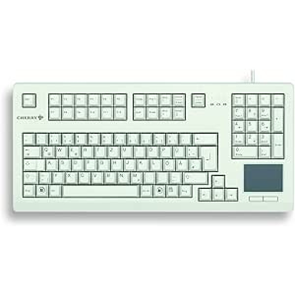 CHERRY TouchBoard G80-11900, Deutsches Layout, QWERTZ Tastatur, kabelgebundene Tastatur, mechanische Tastatur, ML Mechanik, integriertes Touchpad, platzsparend, ergonomisch, hellgrau