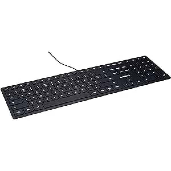 CHERRY KC 6000 SLIM, Ultraflache Design-Tastatur, US-Internationales Layout (QWERTY), Kabelgebunden (USB-A Anschluss), Leise, Langlebige Tastenbeschriftung, Schwarz