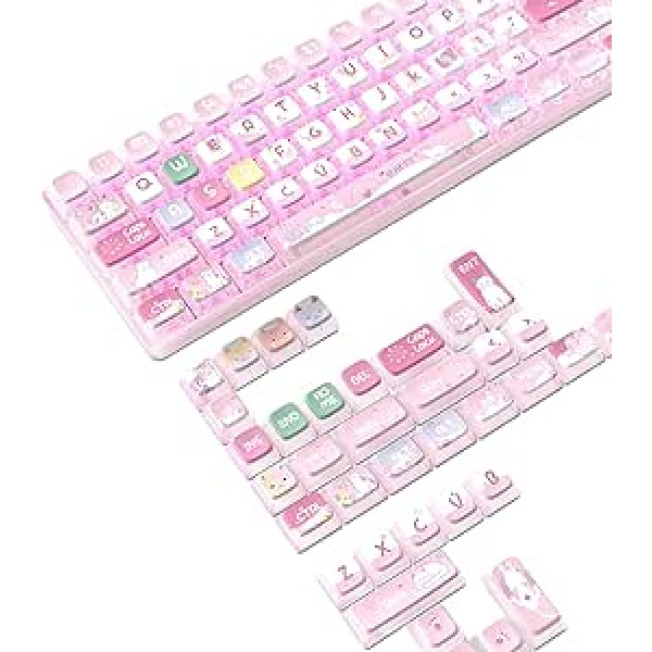 MAMBASNAKE 120 Keys PBT Pudding Keycap Set, ASA Profile, PBT Colour Sublimation, ANSI US Layout for TKL 61 68 87 98 104 Mechanical Keyboard, Compatible with Cherry MX Gateron Otemu Kailh Switch