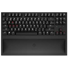 OMEN Spacer TKL Gaming Keyboard (Cherry MX Brown Switches, 1ms Response Time, Up to 75h Battery Life, USB-C Charging Cable, 100% Anti-Ghosting, Removable Palm Rest, QWERTZ Layout), Black