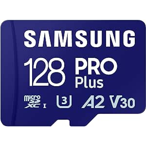 Samsung PRO Plus microSD Card + SD Adapter 128GB for Mobile Gaming on Smartphones, Tablets and Handheld Consoles, UHS-I U3, Full HD & 4K UHD, 180MB/s Read, 130MB/s Write, MB-MD128SA/EU