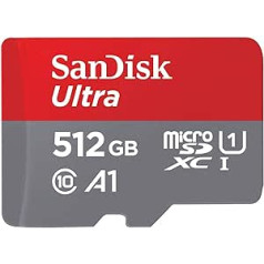 SanDisk Ultra 512GB Microsdxc atmiņas karte + adapteris līdz 100 MB/s, 10. klase, U1, A1