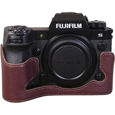 Rieibi X-H2S/ X-H2 futrālis - Premium PU ādas puskorpuss Fujifilm XH2S/ XH2 spoguļu digitālajai kamerai - korpusa aizsargvāciņš priekš Fuji XH2s XH2, tekstūras kafija, īsta āda