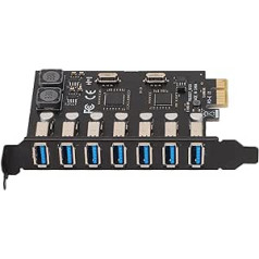 ciciglow PCIE uz USB 3.0 adaptera karte, 5Gbps PCI paplašināšanas karte ar barošanas moduli, 7 USB3.0 porti, savietojams ar USB1.1/2.0, galddatoram