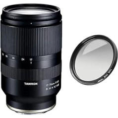 TAMRON 17-70 mm F/2.8 Di III-A VC RXD tālummaiņas objektīvs bezspoguļa APS-C sistēmas kamerām — Sony E-Mount un Walimex Pro cirkulārais plāns polarizācijas filtrs 67 mm (iekļauts aizsargmaciņš)