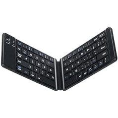 Bewinner salokāma Bluetooth tastatūra, BT3.0 vairāku ierīču bezvadu tastatūra, kompakts izmērs, īpaši plāns, bezvadu, pārnēsājams, salokāms tastatūra, 120 mAh akumulators (melns)