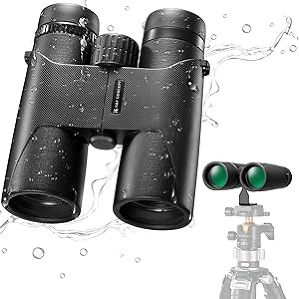 K&F Concept Binoculars Adult IP68 Waterproof 10 x 42 HD Binoculars Black BAK4 with Tripod Conversion Mount for Bird Watching, Hunting, Hiking, Sightseeing