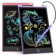 TECJOE 2 pakuočių skystųjų kristalų rašymo planšetė, 10 colių spalvota piešimo lenta vaikams, elektroninės piešimo planšetės piešimo bloknotai, dovanos 3–6 metų vaikams (rožinė ir violetinė)
