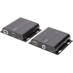 DIGITUS Professional 4K HDMI Extender (Set), IP fähig und Direktverbindung (Cat 5, 5e, 6), bis zu 253 Empfänger, Auflösung 3840x2160p mit 30 Hz, Schwarz