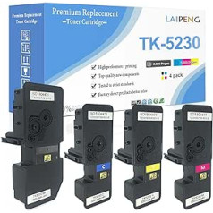 4 krāsu saderīga TK5230 TK-5230 tonera kasetne 2600 lappuses melniem un 2200 lapas CMY saderīgs ar Kyocera ECOSYS P5021 P5021cdn P5021cdw M5521 M5521cdn M5521cdw printeri