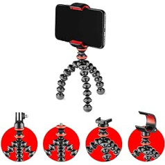 JOBY GorillaPod sākuma komplekts, daudzpusīgs elastīgs mini statīvs ar universālu viedtālruņa skavu, GoPro stiprinājums, lāpas turētājs, ātrās atbrīvošanas plāksne, universāli saderīgs, FIFA Pasaules kausa spēles