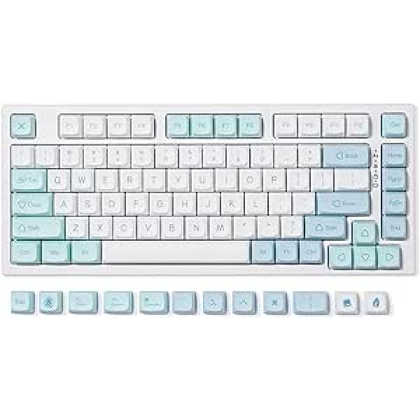 YUNZII YZ75 75% karstā režīmā maināma bezvadu spēļu mehāniskā tastatūra, RGB fona apgaismojums, BT5.0/2.4G/USB-C, Dye Sub PBT taustiņu vāciņi operētājsistēmai Linux/Win/Mac (Gateron G Pro Yellow, Mint)