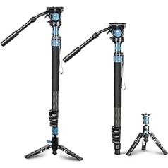 SIRUI P-424FL 199.3CM oglekļa šķiedras kameras monopods ar VH-10 šķidro video galviņu, profesionāls lieljaudas monopods ar statīva pamatni, apgriežami fiksatori DSLR kamerai, kravnesība līdz 6 kg