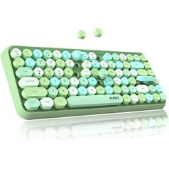 FELiCON 308i Wireless Retro Keyboard, Bluetooth Silent Cute Computer Keyboard with Round Punk Keycap, Matte Texture, Compact 84 Keys, QWERTY, Typewriter Design for PC, Laptop, Mac, Colourful Green