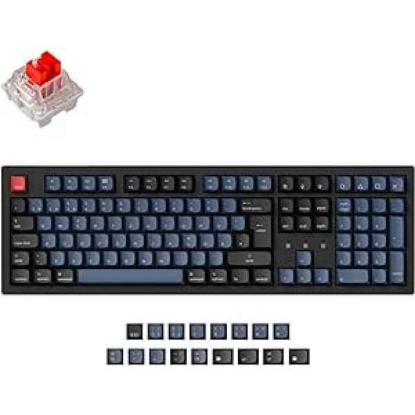 Keychron K10 Pro bezvadu pielāgota mehāniskā tastatūra pilna vācu DE ISO izkārtojuma QMK/VIA programmējama Bluetooth/vadu ar karstās maiņas iespēju Keychron K Pro sarkano slēdzi