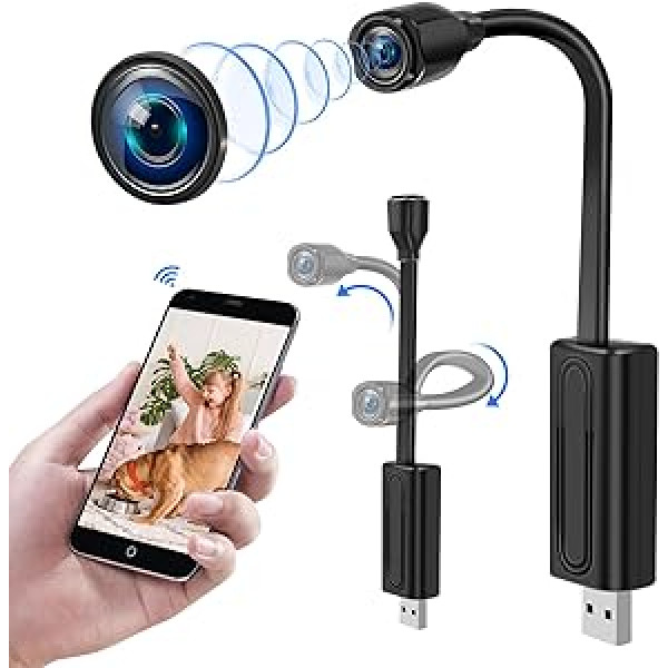 cyi Mini kameras tiešraides mobilais tālrunis, kameras novērošana iekštelpu HD 1080p, WiFi kameras bezvadu videonovērošana ar kustības noteikšanu un cilpas ierakstīšanu mājām, birojam utt.