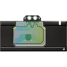 Corsair Hydro X Series XG7 RGB 4090 Trio GPU ūdens bloks — MSI GeForce RTX™ 4090 spēļu trio kartēm — niķelēts varš — komplektā ir aizmugurējā plāksne un 5 V ARGB adaptera kabelis — melns