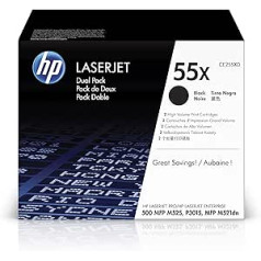 HP 55X 2er-Pack (CE255XD) Schwarz oriģinālais toneris, kas atbilst Reichweite, kas paredzēts HP Laserjet Enterprise P3015, M525, HP Laserjet Pro M521