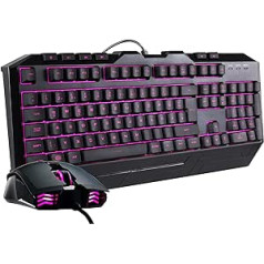 Cooler Master Devastator 3 Combo Tastatur & Gaming Maus - Membran-Tastatur mit 7 Farben LED-Beleuchtung, Dedizierte Multimedia-Tasten ir Handgelenkauflage, Gaming M110 Maus - QWERTZ Deutsch