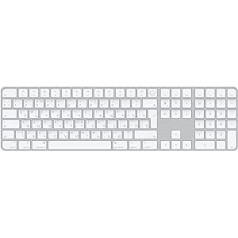 Apple Magic Keyboard with Touch ID and Numeric Keypad: Bluetooth Rechargeable Compatible with Mac Computers Chip Russian White Keys