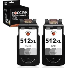 COCCINK PG-512XL (2 melnas) izgatavotas printeru kasetnes Canon 512 510 XL nomaiņa Pixma mp250 mp230 mp280 ip2700 iP2702 mp240 mp495 MP499 HighMX0 MX40 MX2 413 MX350