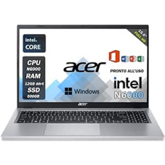 Acer nešiojamojo kompiuterio ekranas 15,6 colio N4020 iki 2,80 GHz, 8 GB Ddr4 SSd NVMe 256 GB, nešiojamas kompiuteris, HDMI, WiFi, Bluetooth, Windows 11 Professional, juoda