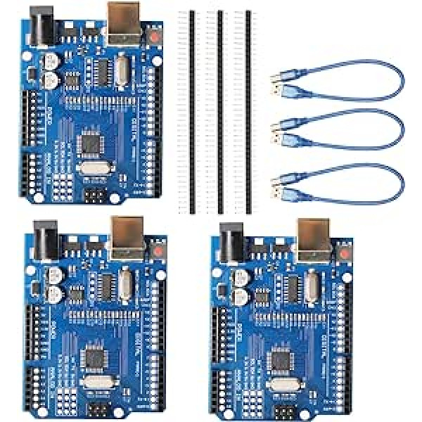 Rev3 mikrokontrollera izstrādes plate RUIZHI 3 Pieces Rev3 ar 328PB plati ar USB kabeli 16MHz 2KB SRAM Piemērots Micro ATX Construction saderīgam IDE