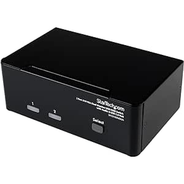 StarTech.com 2 portu DVI VGA divu monitoru KVM slēdzis ar audio un 2.0 USB centrmezglu