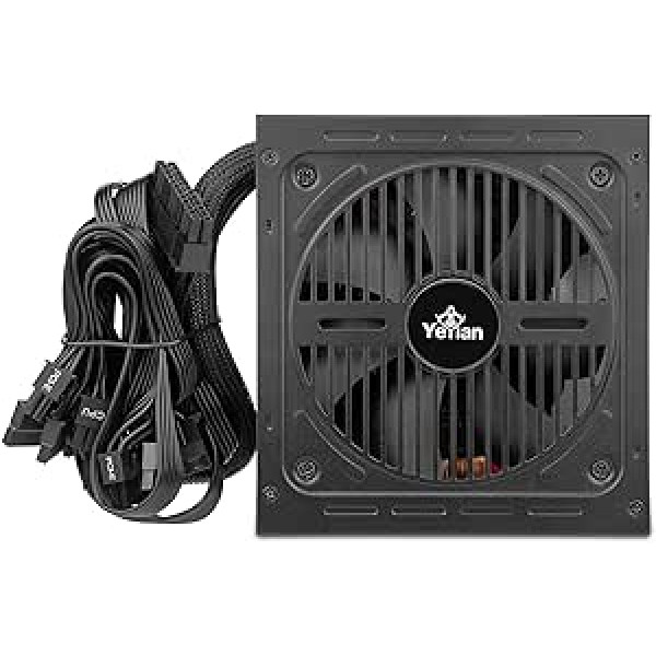 YEYIAN Raiden 750W nemodulārs dators 80+ bronzas PCIE 6+2 ATX 12V versija 2.3 80 Plus bronzas plakana kabeļa ventilators 120 mm spēļu dators, kas saderīgs ar Intel Nvidia AMD (melns)