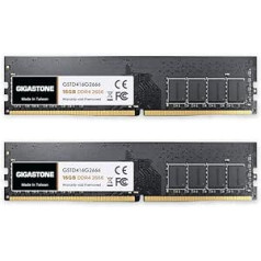 [DDR4 RAM] Gigastone Desktop RAM 32GB (2x16GB) DDR4 RAM 32GB DDR4-2666MHz PC4-21300 CL19 1.2V UDIMM 288 Pin/Pin nebuferēta datora atmiņa bez ECC (tikai datora galddatoriem)