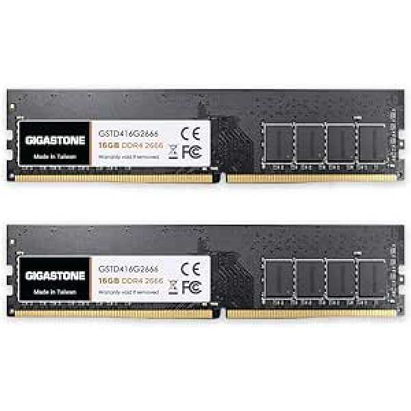 [DDR4 RAM] Gigastone Desktop RAM 32GB (2x16GB) DDR4 RAM 32GB DDR4-2666MHz PC4-21300 CL19 1.2V UDIMM 288 Pin/Pin nebuferēta datora atmiņa bez ECC (tikai datora galddatoriem)