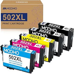 Mooho atjaunotās Epson 502 XL tintes kasetņu nomaiņa Epson 502XL printeru kasetnēm Epson XP 5100 kasetnes XP-5100 XP-5150 XP-5105 Workforce WF-2860DWF WF-2860 WF-2880 WF-2880