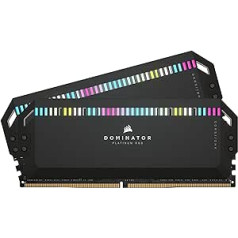 Corsair Dominator Platinum RGB DDR5 RAM 32GB (2x16GB) 6400MHz CL32 Intel XMP iCUE saderīga datora atmiņa — melna (CMT32GX5M2B6400C32)