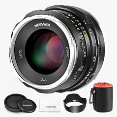 NEEWER 35 mm f1.1 APS-C fiksēts fokusa attālums ar lielu diafragmas atvērumu, manuālais fokuss saderīgs ar Sony E mount kamerām A7III A7 A7S A7R II A9 A7R IV A9 II A7S III A7C A7R V A1 FX30 ZV-E10 A6400 A6600